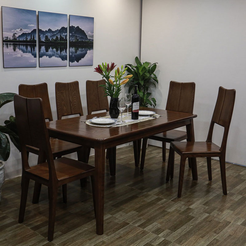 Bộ bàn ăn mặt gỗ sồi kết hợp ghế gỗ cực tinh tế BA577