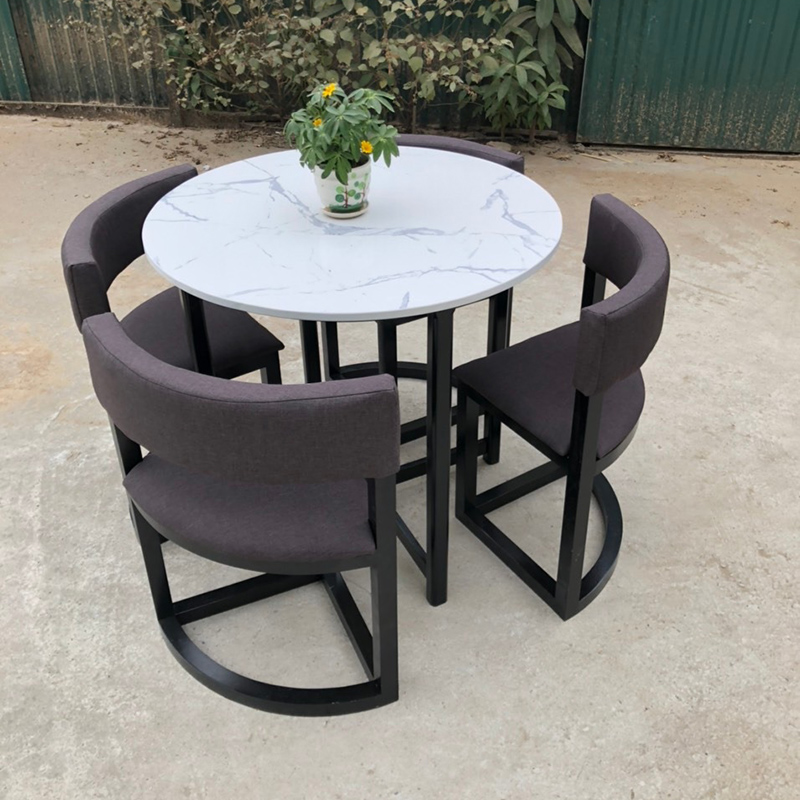 Bộ bàn ăn xếp gọn tròn 4 ghế gỗ sồi đẹp BA166