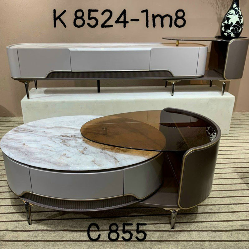 Combo bàn trà sofa kệ tivi mặt đá kết hợp kính CT210