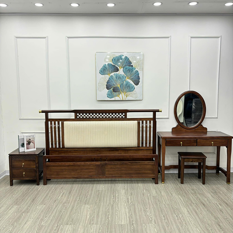 Combo giường bàn trang điểm, tab đầu giường gỗ gội CB303