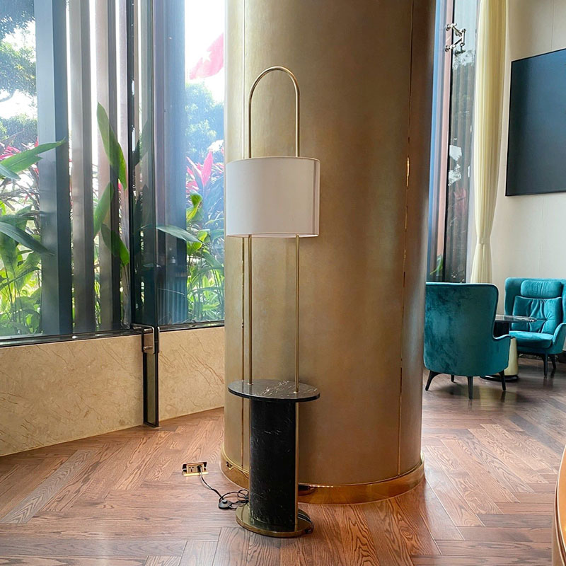 Đèn đứng trang trí đá Marble tự nhiên kết hợp chao vải tinh tế DN632