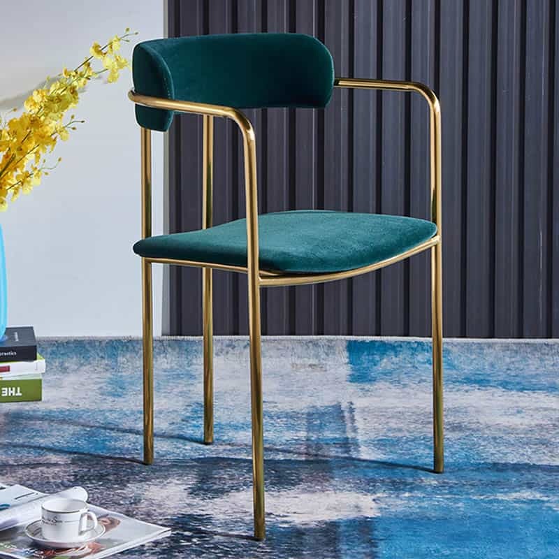 Ghế ăn cafe nhà hàng đệm nhung chân Inox mạ vàng GA508