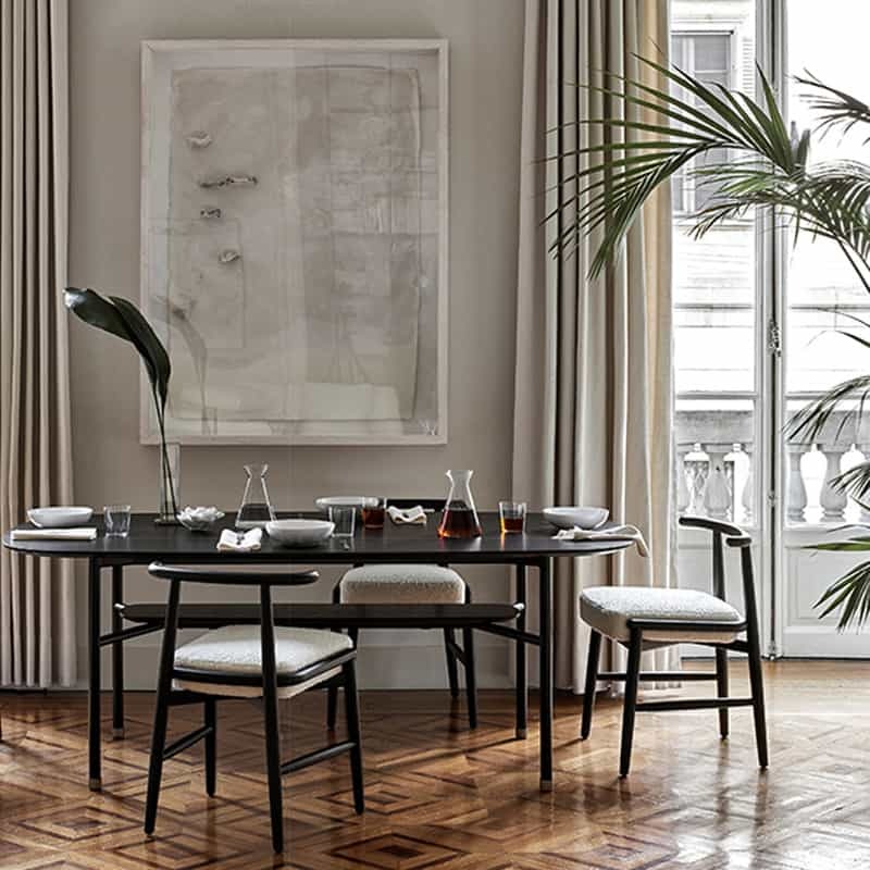 Ghế ăn gỗ sồi đệm lông cừu kiểu dáng tối giản GA120