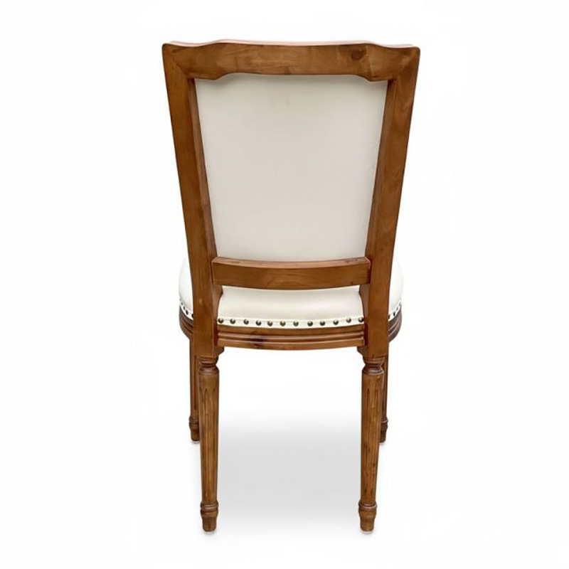 Ghế Louis lưng vuông bọc da gỗ cao su tự nhiên GA135