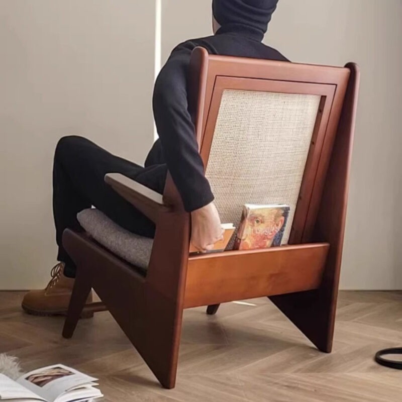 Ghế sofa thư giãn khung gỗ lưng mây mộc mạc GG274