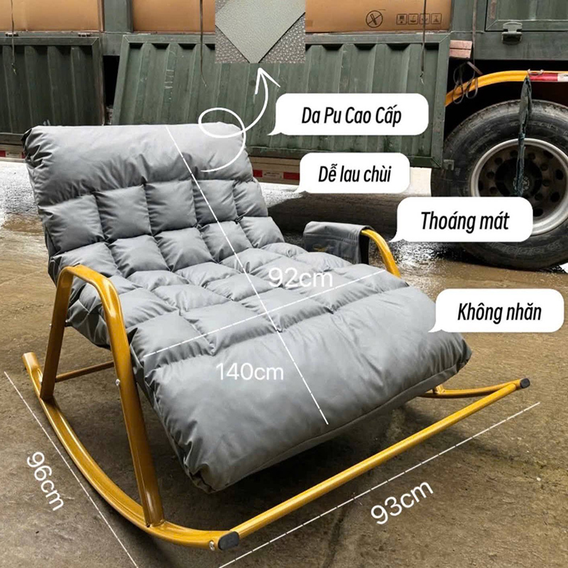 Ghế đôi bập bênh khung sắt đệm nỉ chế độ ngả thông minh GG985