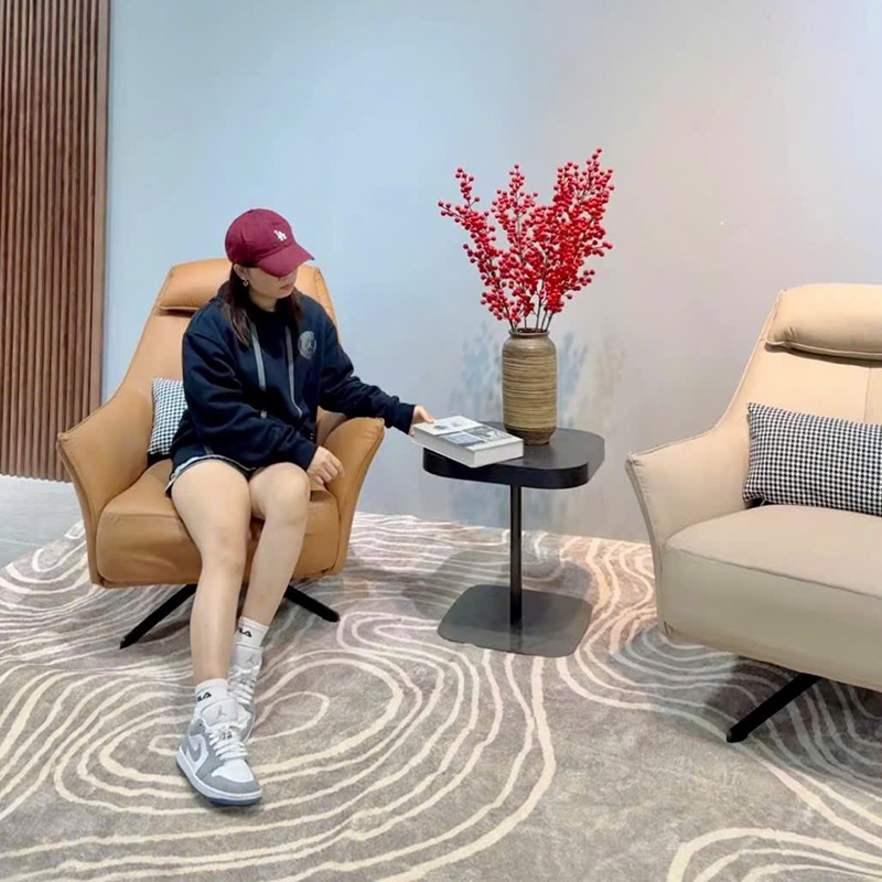 Ghế thư giãn chân thép cacbon xoay 360, nệm lò xo cối đàn hồi da PU GG331
