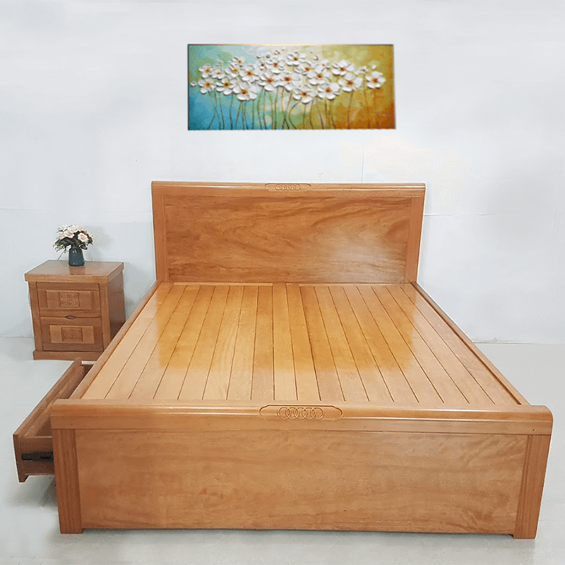 Giường ngủ gỗ đinh hương 1m8 X 2m kiểu dáng hiện đại GN899