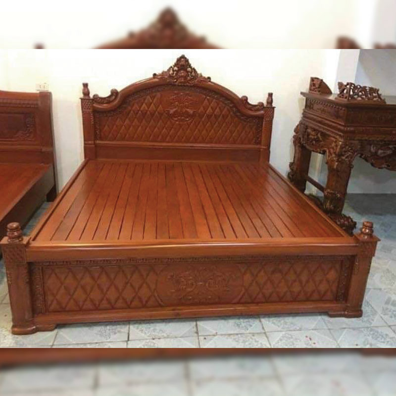 Giường ngủ phong cách Hoàng Gia gỗ xoan đào GN088