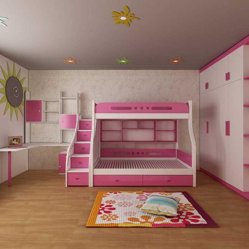 Giường tầng cho bé khung gỗ sồi tự nhiên sơn PU GN422