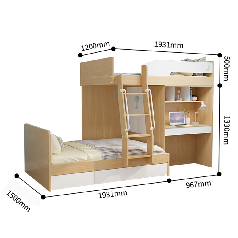 Giường tầng cho bé thiết kế kèm bàn học Mini GN415