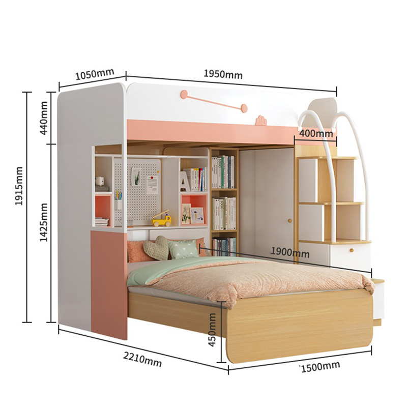 Giường gỗ 2 tầng cho bé thiết kế hiện đại, thông minh GN458