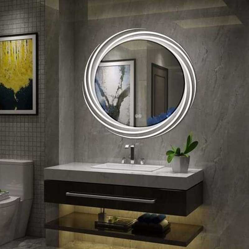 Gương phòng tắm kết hợp đèn LED xoắn ốc đẹp mắt GT008