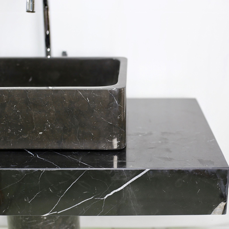 Bồn rửa Lavabo hình chữ nhật, đá đen vân trắng LA003