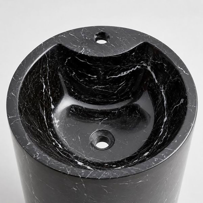 Chậu rửa mặt Lavabo liền vòi hình trụ tròn đá Cẩm Thạch tự nhiên nguyên khối LA924
