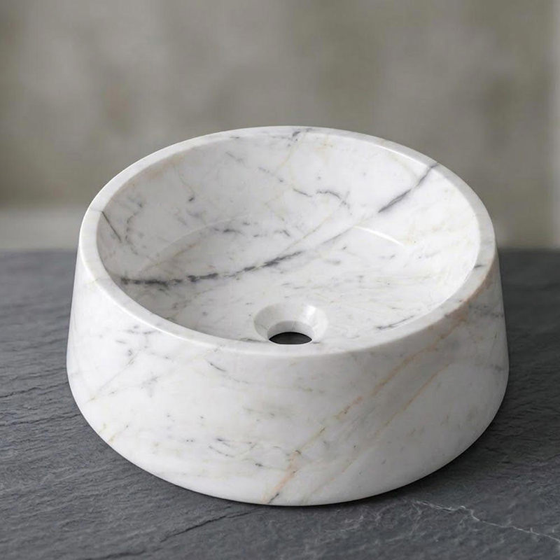 Lavabo đặt bàn đá trắng vân mây nguyên khối tinh khôi, nhẹ nhàng LA682
