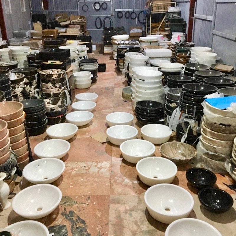 Lavabo tuyệt đẹp từ đá da báo tự nhiên nguyên khối D420xH140mm LA692