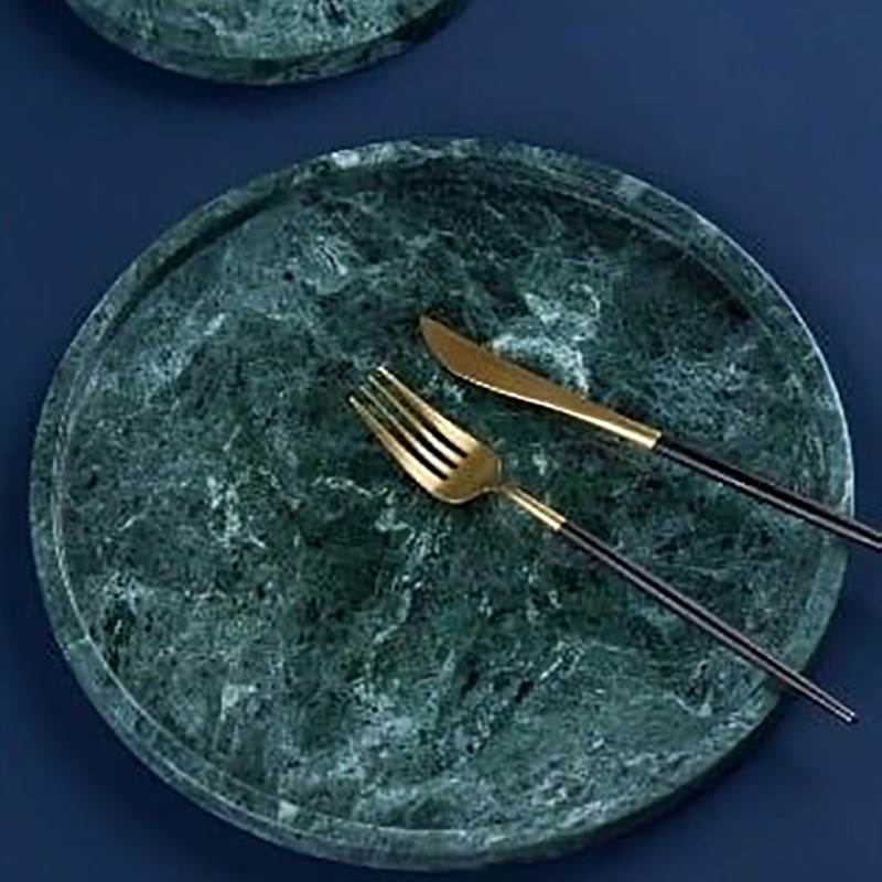 Khay đá marble hình tròn, đá xanh Ấn Độ decor khách sạn & resort cao cấp PT012