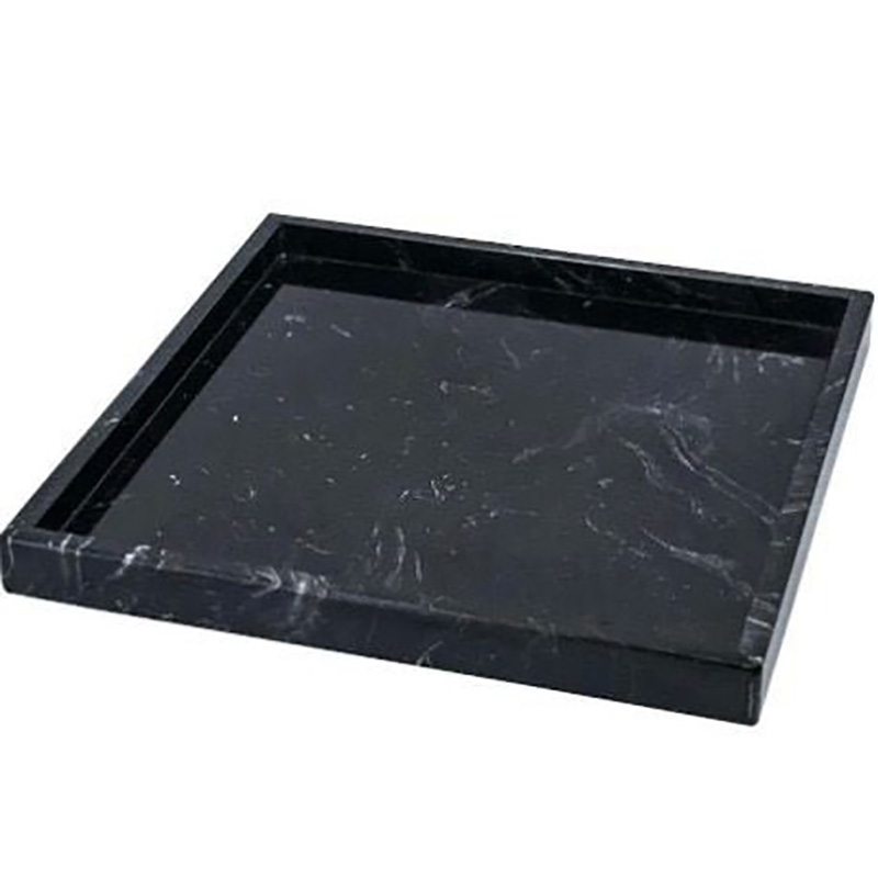 Khay đá marble hình vuông, đá đen tia chớp đựng mỹ phẩm, trang sức PT014