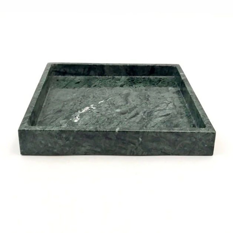 Khay đá marble tự nhiên hình vuông, đá xanh Ấn Độ PT009