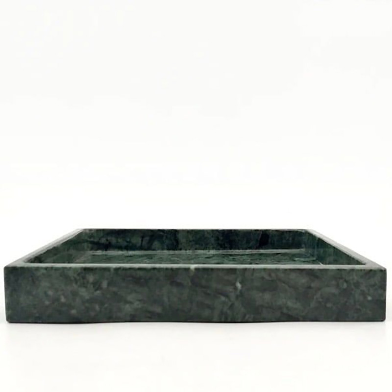 Khay đá marble tự nhiên hình vuông, đá xanh Ấn Độ PT009