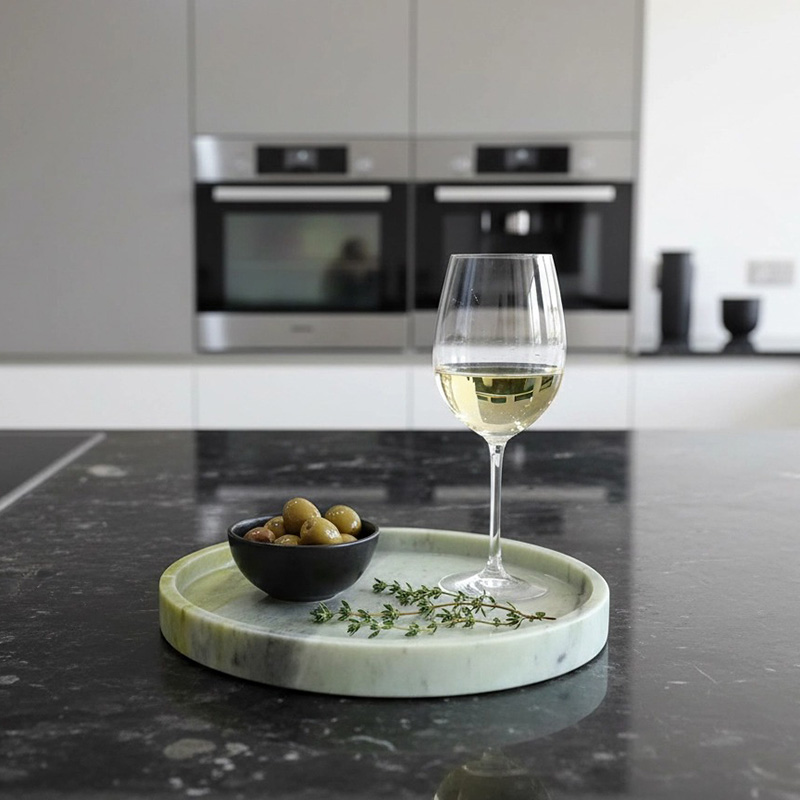 Khay đựng hình tròn đá Cẩm Thạch Marble cho khách sạn PT364