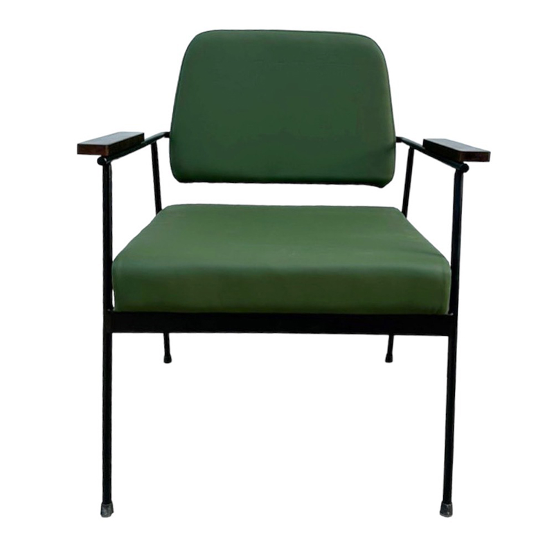 Ghế sofa đơn, ghế cafe mặt đệm khung sắt tay tựa viền gỗ SF632