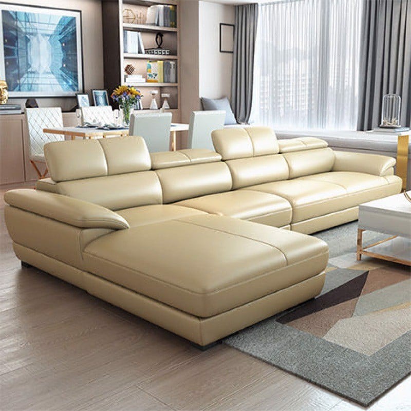 Sofa góc L da cao cấp, đệm mút siêu êm SF669