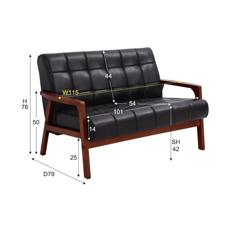 Ghế sofa băng Busan đôi 2 chỗ ngồi khung gỗ SF828