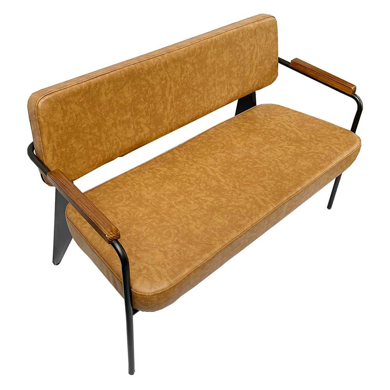 Ghế sofa băng khung sắt tay viền gỗ nệm dan SF625