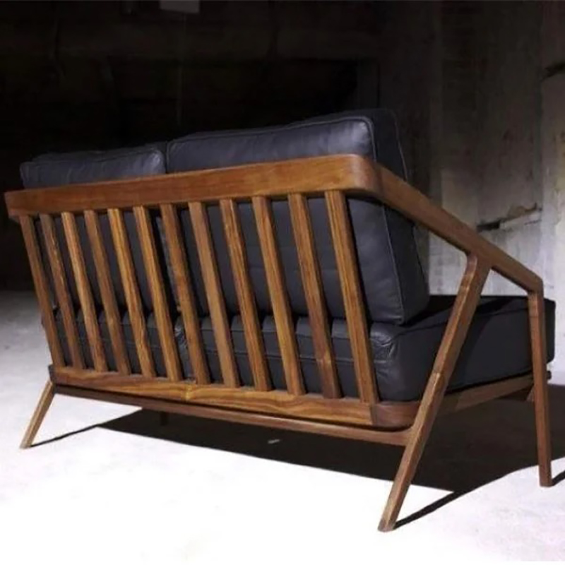 Ghế sofa gỗ đôi Katakana kết hợp nệm da nỉ SF902
