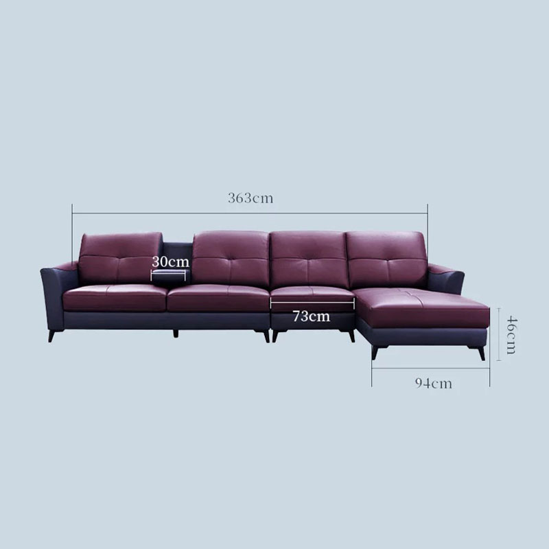 Ghế sofa góc chữ L bọc da cao cấp có tay vịn SF613