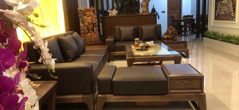 Sofa gỗ Óc Chó cao cấp cho phòng khách SF990