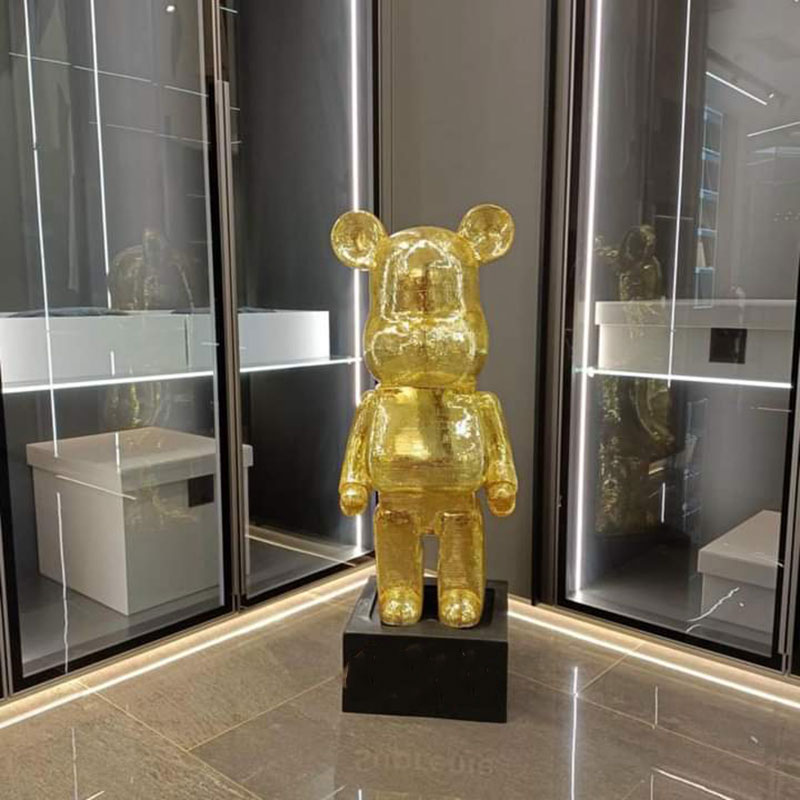 Tượng trang trí mô hình gấu Bearbrick Bling màu Vàng TU022