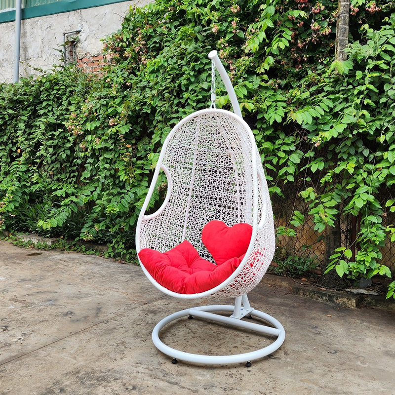 Xích đu mây nhựa thư giãn tay chữ C đan rối trang trí phòng khách XD671