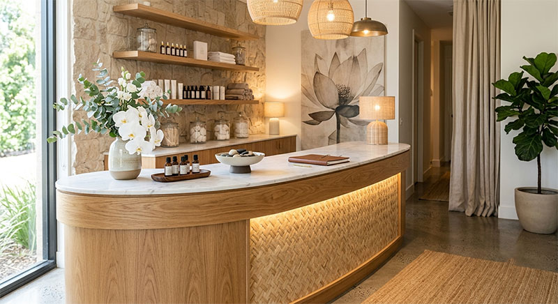 Bàn quầy lễ tân đẹp cho Spa 