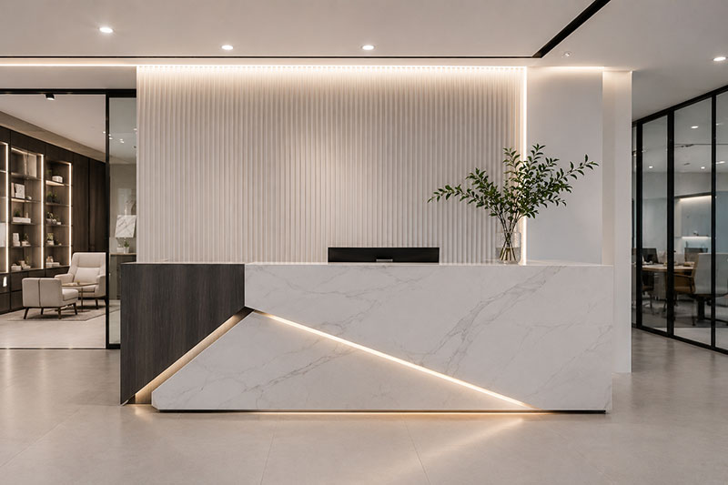 Bàn quầy lễ tân đẹp cho Showroom