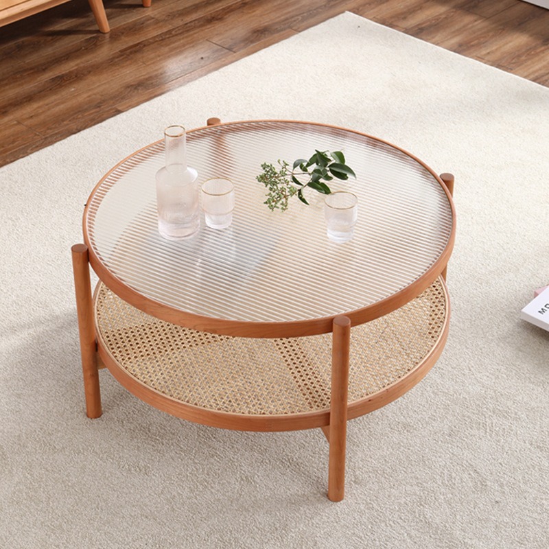 Bàn trà tròn thiết kế 2 tầng độc đáo