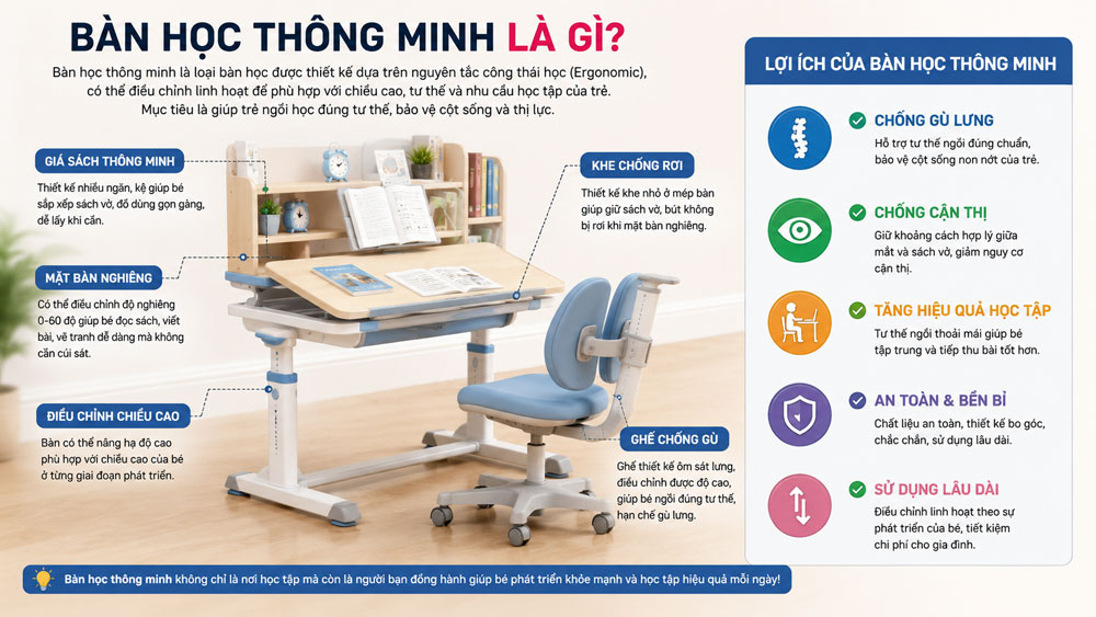Bàn Học Thông Minh Chống Gù Chống Cận Là Gì?