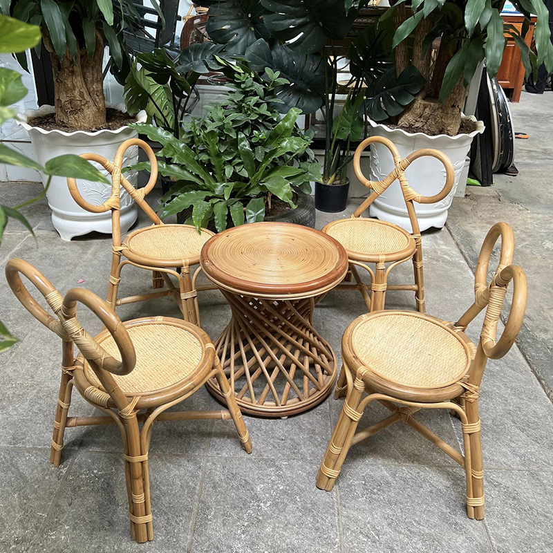 Bộ bàn ghế cafe mây tự nhiên