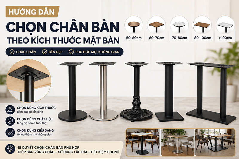 Nguyên tắc vàng khi lựa chọn chân bàn theo kích thước mặt bàn