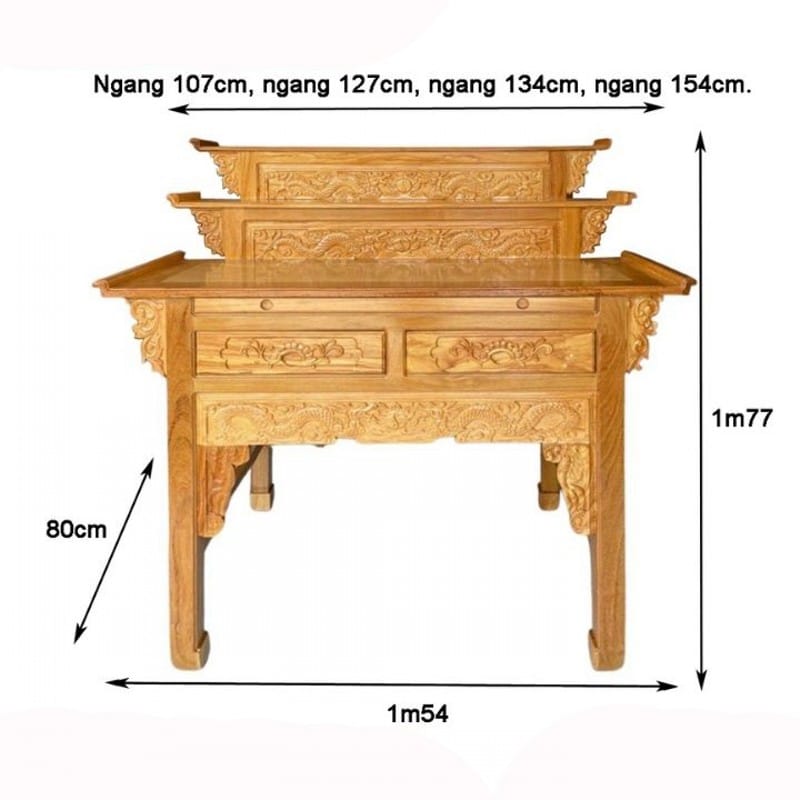 Kích thước bàn thờ 3 tầng chuẩn