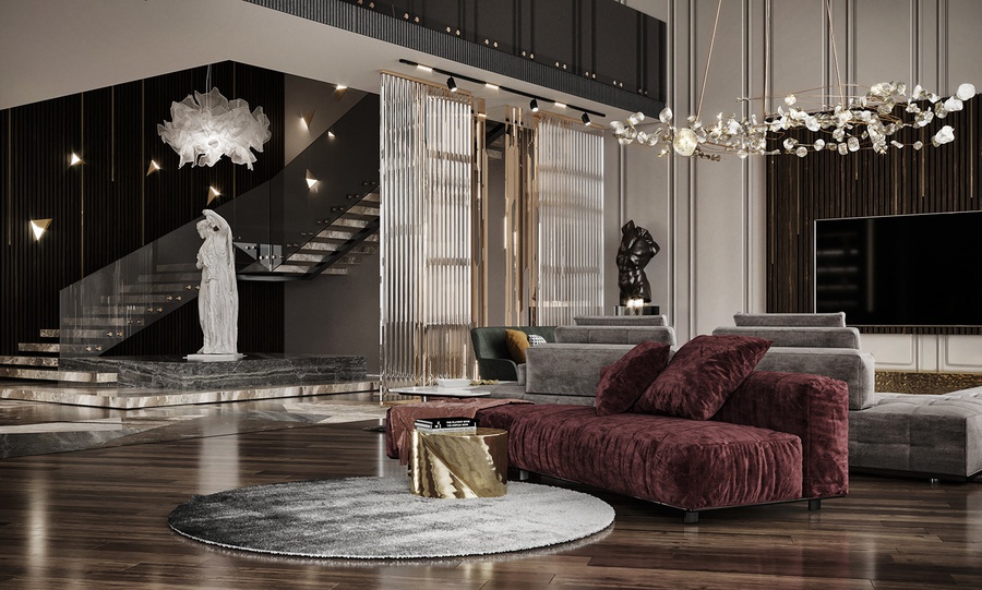 Đẳng cấp Luxury được phô diễn rõ nét thông qua chất liệu, nội thất sử dụng trong không gian