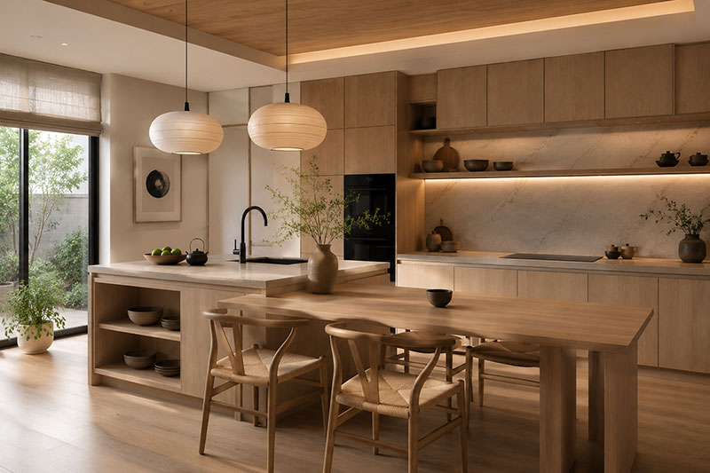 Thiết kế tủ bếp phong cách Japandi: Sự giao thoa đầy tinh tế