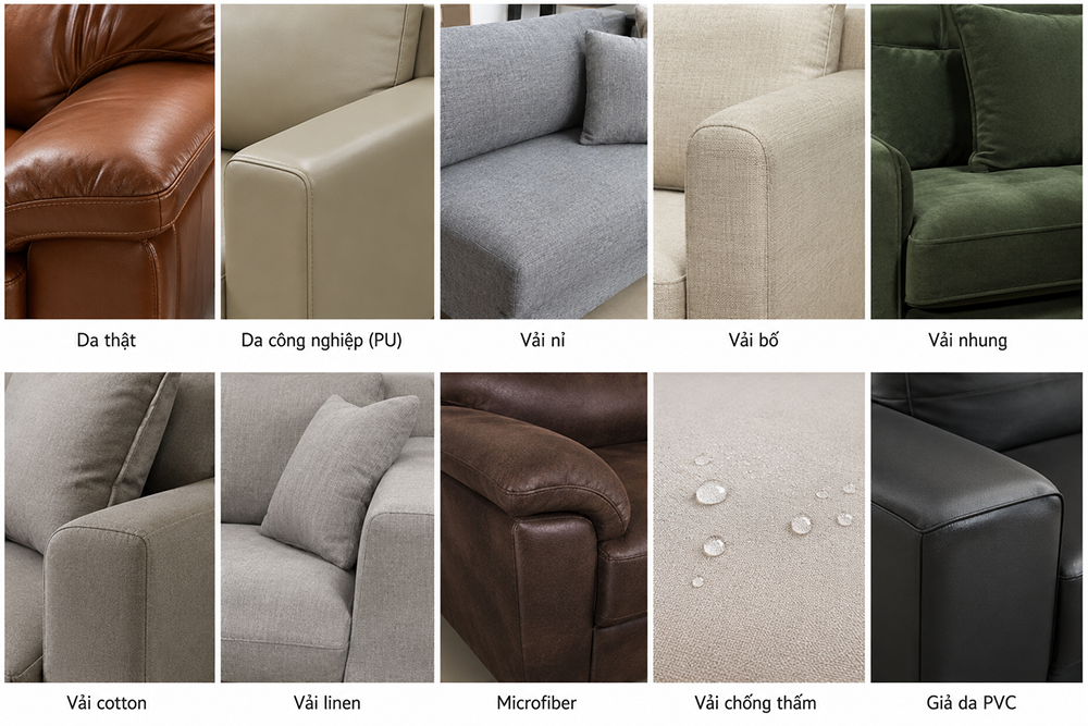 Các chất liệu sofa phổ biến và được ưa chuộng hiện nay