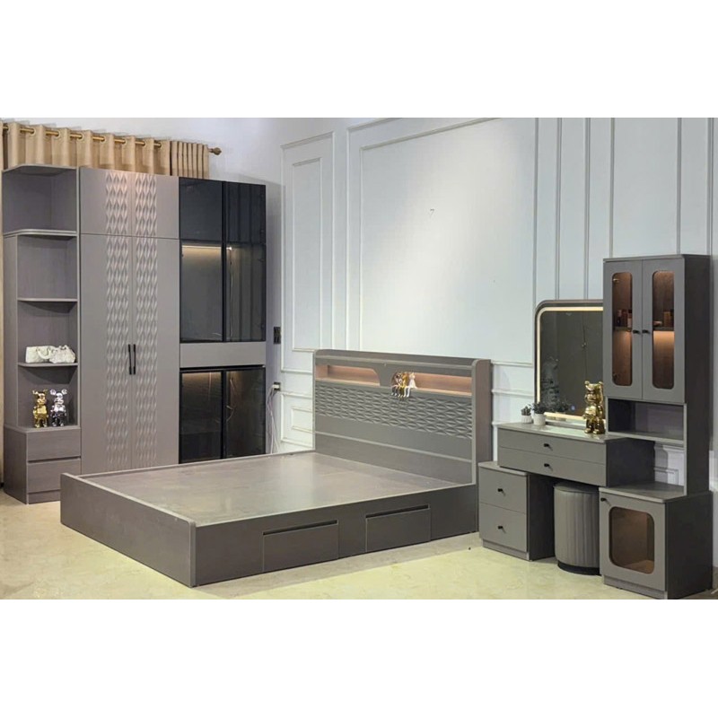 Bộ nội thất phòng ngủ trọn bộ cao cấp giường, tủ, bàn trang điểm CB143