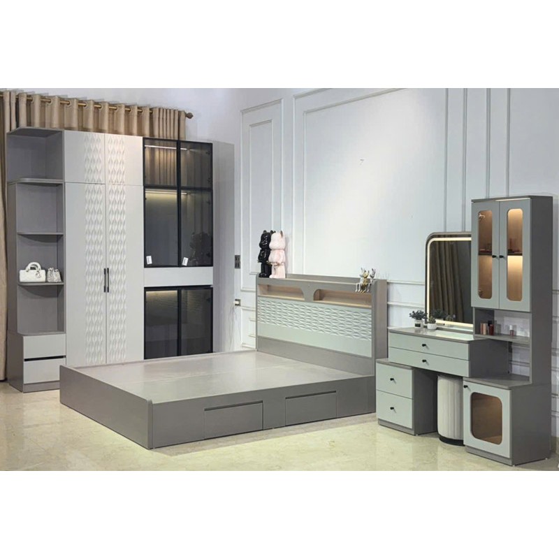 Bộ nội thất phòng ngủ trọn bộ cao cấp giường, tủ, bàn trang điểm CB143