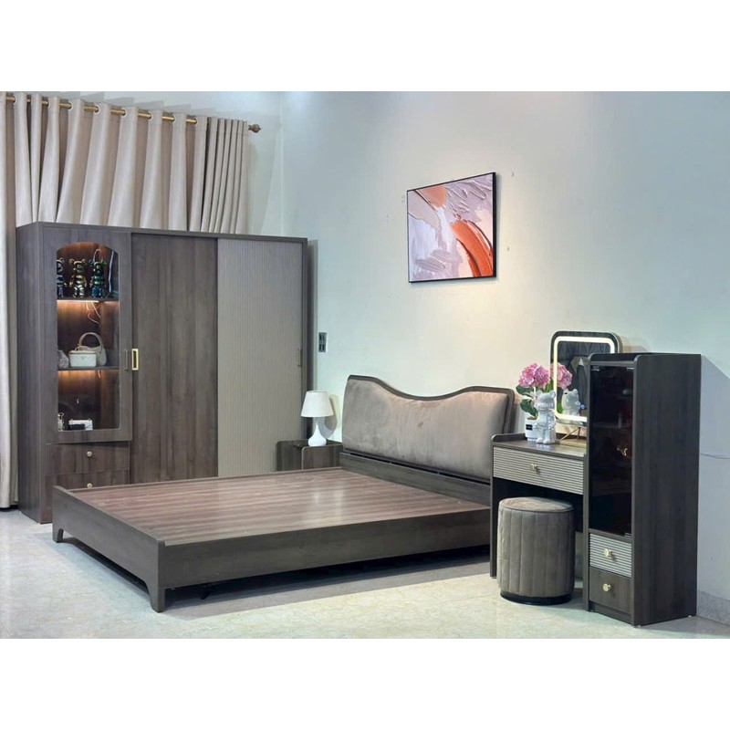 Combo giường ngủ, tủ quần áo, bàn trang điểm phong cách hiện đại CB024