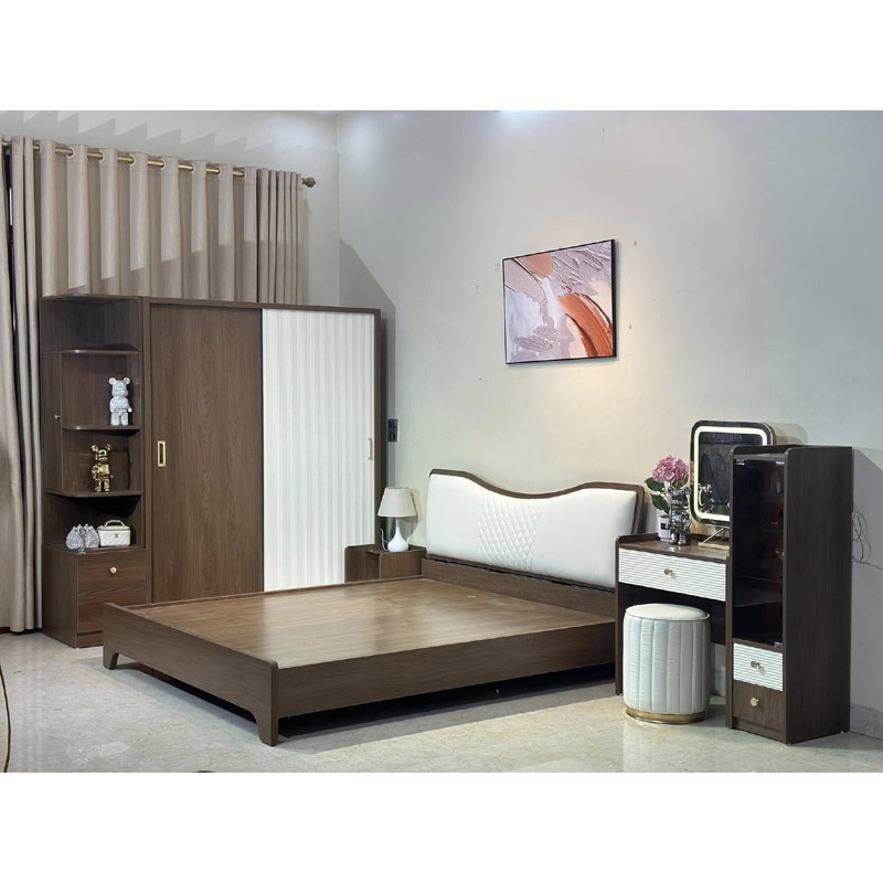 Combo giường ngủ, tủ quần áo, bàn trang điểm phong cách hiện đại CB024