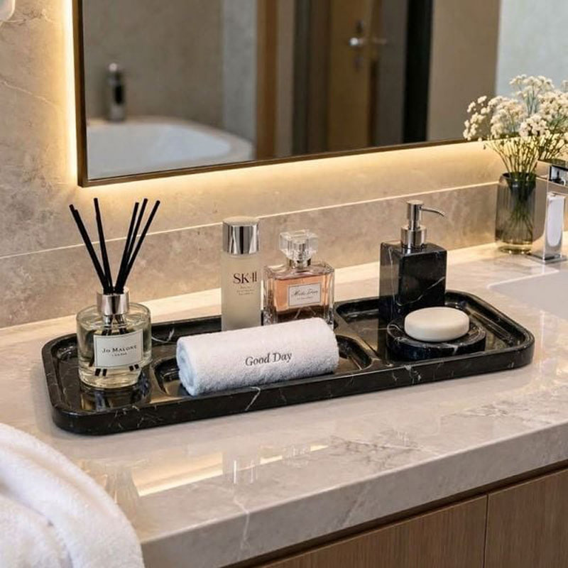 Khay đá Cẩm Thạch tự nhiên hình chữ nhật 4 ngăn Decor cao cấp PT367